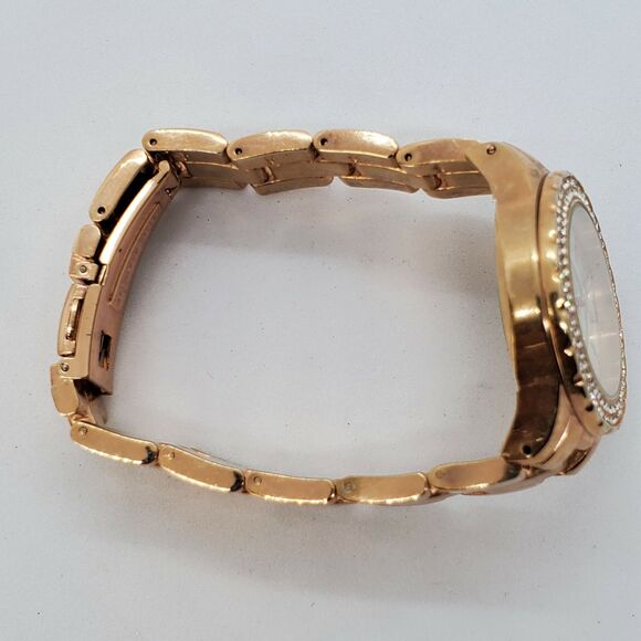 American Exchange 34MM Women's Watch White Dial Gold Bracelet 7" New Battery - Picture 9 of 11